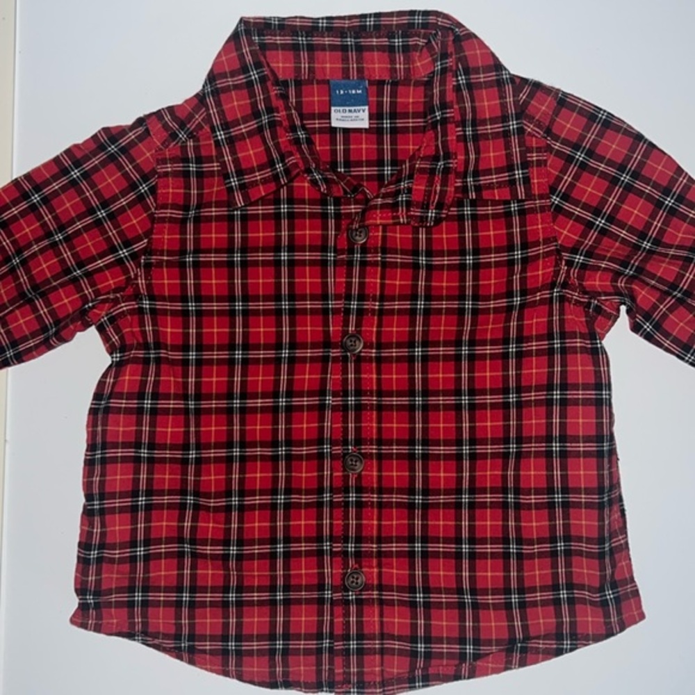 🛍 CUTE LITTLE BOYS BUTTON DOWN SHIRT SIZE 12-18 MONTHS